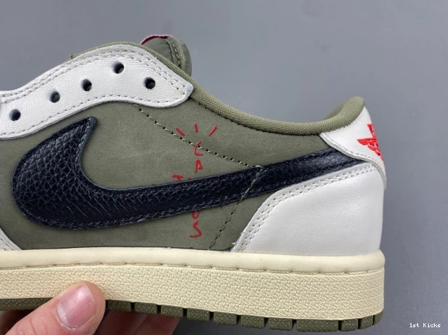 1st Kicks AIR OLIVE 1 OG DM7866-200 LOW X TRAVIS MEDIUM JORDAN SCOTT 0705